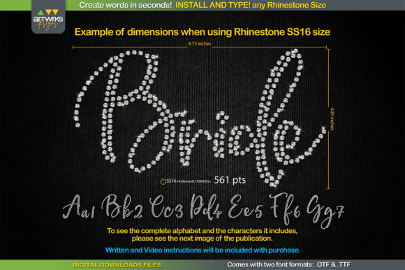 RS01 Cursiva Rhinestone Template TTF: Instant Sparkle Design